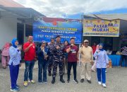Peringati HUT TNI ke 80, Posal Luwuk Lanal Palu berkolaborasi dengan Pemda Banggai Gelar Pasar Sembako Murah
